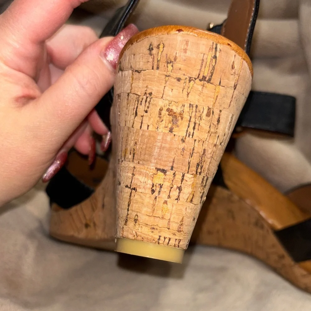 Pesaro Black Cork Wedge Sandals - Picture 5 of 6